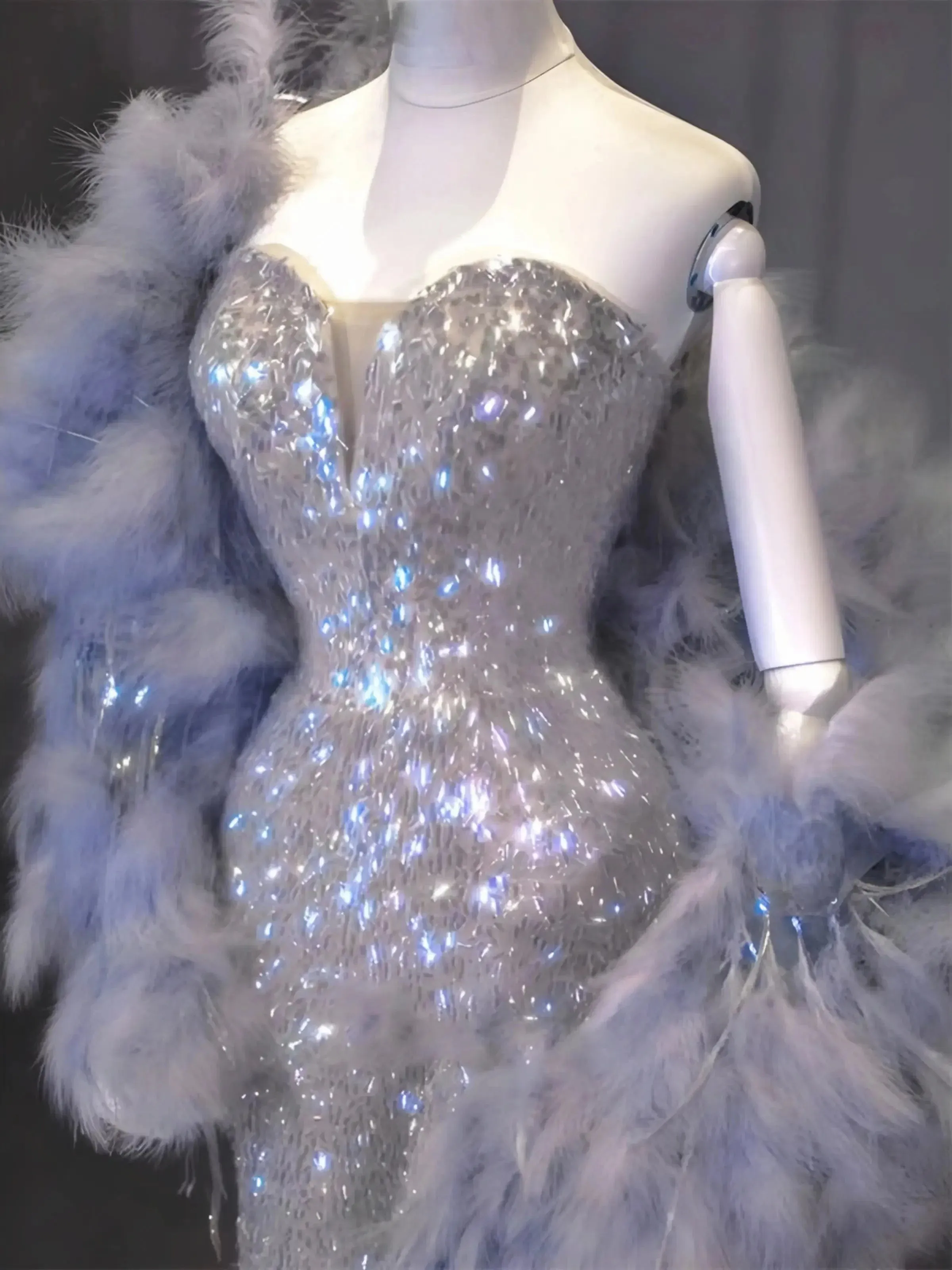 Flytonn- Silver Sequin Tube Mermaid Dress