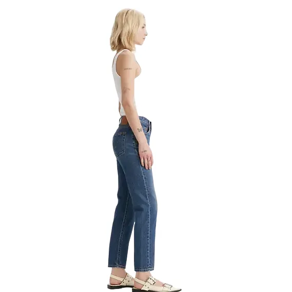Levi's pantalone jeans a vita alta con gamba dritta 501 accorciato A87460001 blu