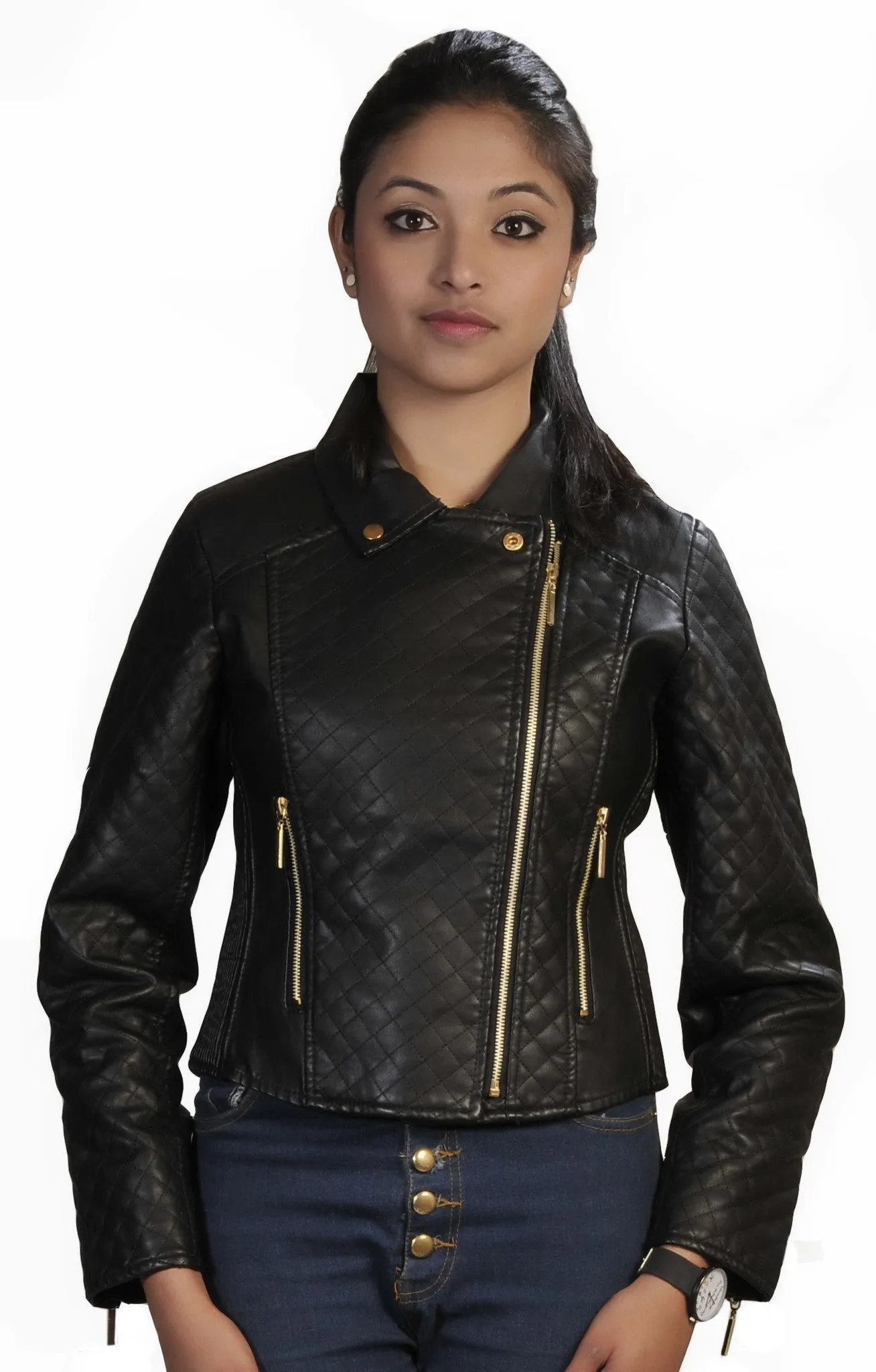 womens-black-faux-leather-quilted-zip-up-ladies-jacket-with-stitching-detail